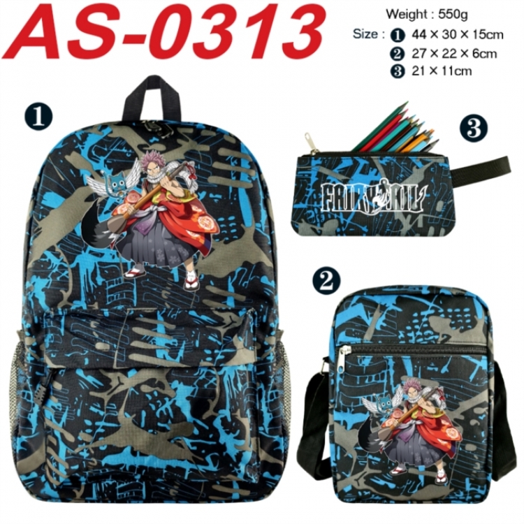 Fairy tail Anime canvas backpack backpack+lunch bag+pencil case set 550g