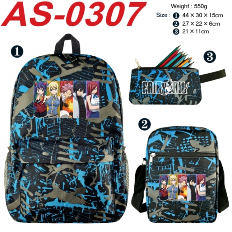 Fairy tail Anime canvas backpack backpack+lunch bag+pencil case set 550g
