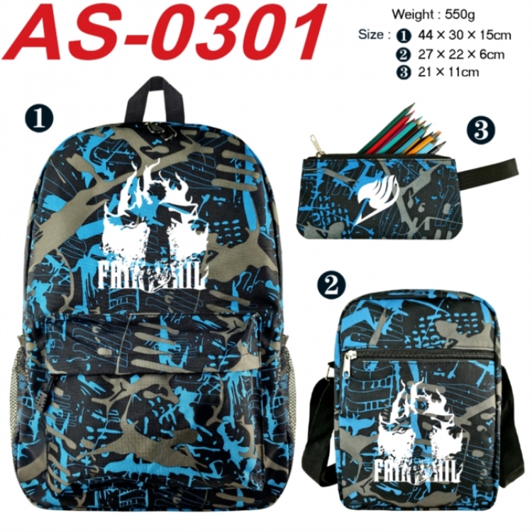 Fairy tail Anime canvas backpack backpack+lunch bag+pencil case set 550g