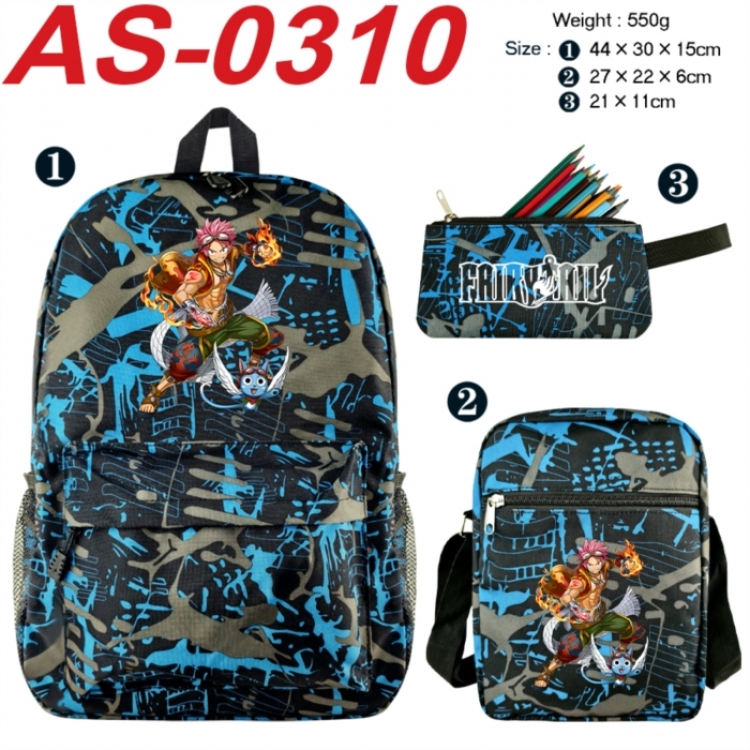 Fairy tail Anime canvas backpack backpack+lunch bag+pencil case set 550g