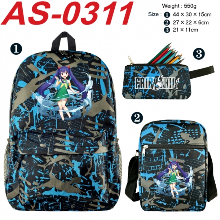 Fairy tail Anime canvas backpack backpack+lunch bag+pencil case set 550g