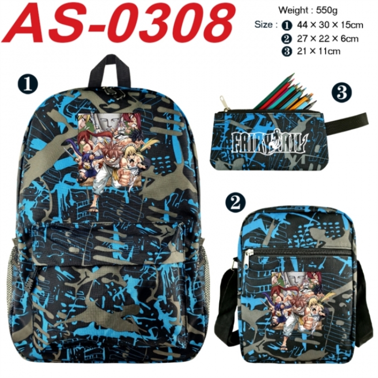 Fairy tail Anime canvas backpack backpack+lunch bag+pencil case set 550g