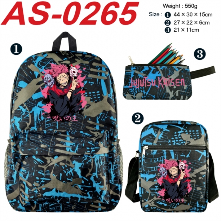 Jujutsu Kaisen Anime canvas backpack backpack+lunch bag+pencil case set 550g