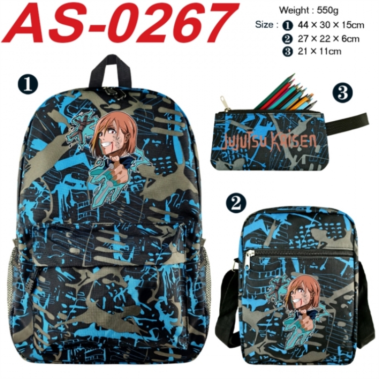 Jujutsu Kaisen Anime canvas backpack backpack+lunch bag+pencil case set 550g