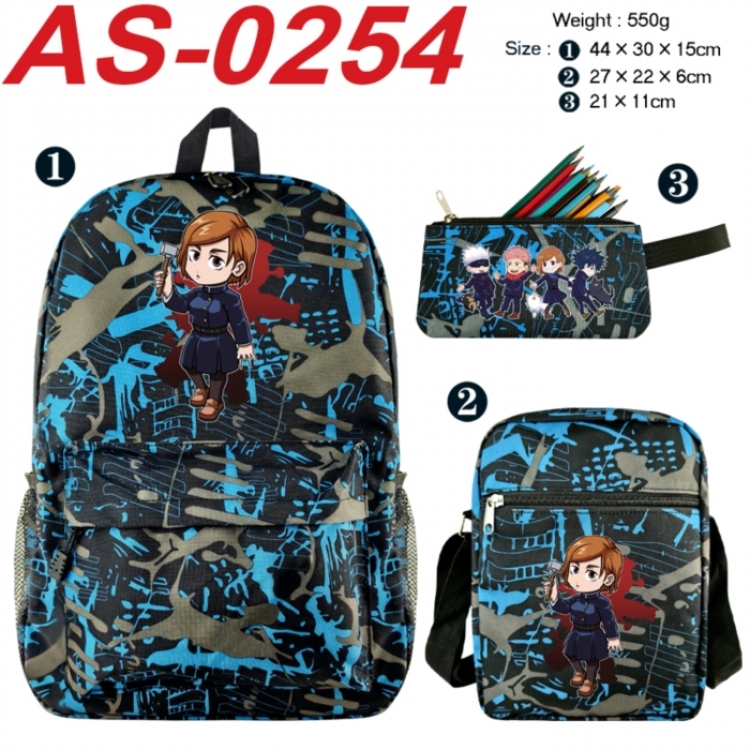 Jujutsu Kaisen Anime canvas backpack backpack+lunch bag+pencil case set 550g