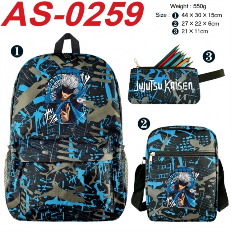 Jujutsu Kaisen Anime canvas backpack backpack+lunch bag+pencil case set 550g
