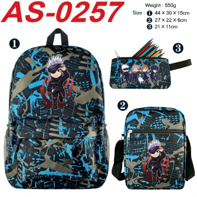 Jujutsu Kaisen Anime canvas backpack backpack+lunch bag+pencil case set 550g