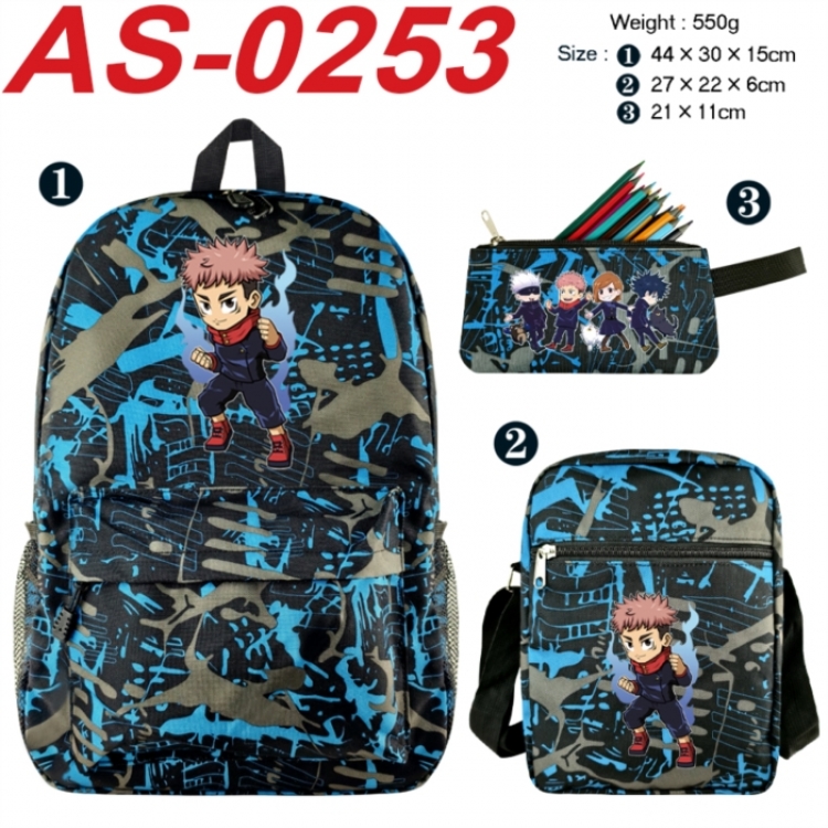 Jujutsu Kaisen Anime canvas backpack backpack+lunch bag+pencil case set 550g