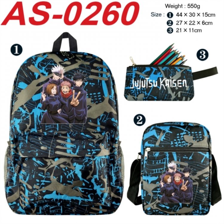 Jujutsu Kaisen Anime canvas backpack backpack+lunch bag+pencil case set 550g