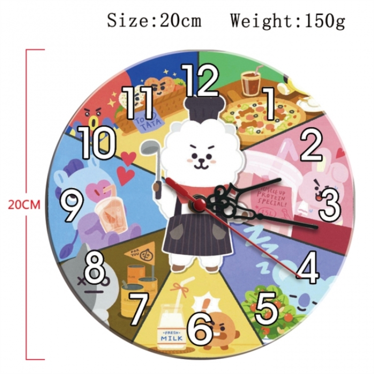 BTS Anime print alarm clock wall clock personality clock packaging size 25X25X4cm