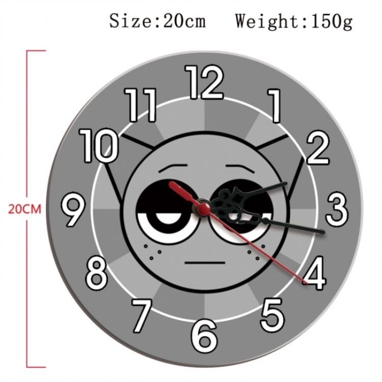 Sprunki Plush Anime print alarm clock wall clock personality clock packaging diameter 20cm