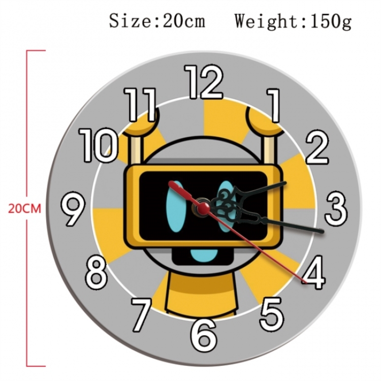Sprunki Plush Anime print alarm clock wall clock personality clock packaging diameter 20cm