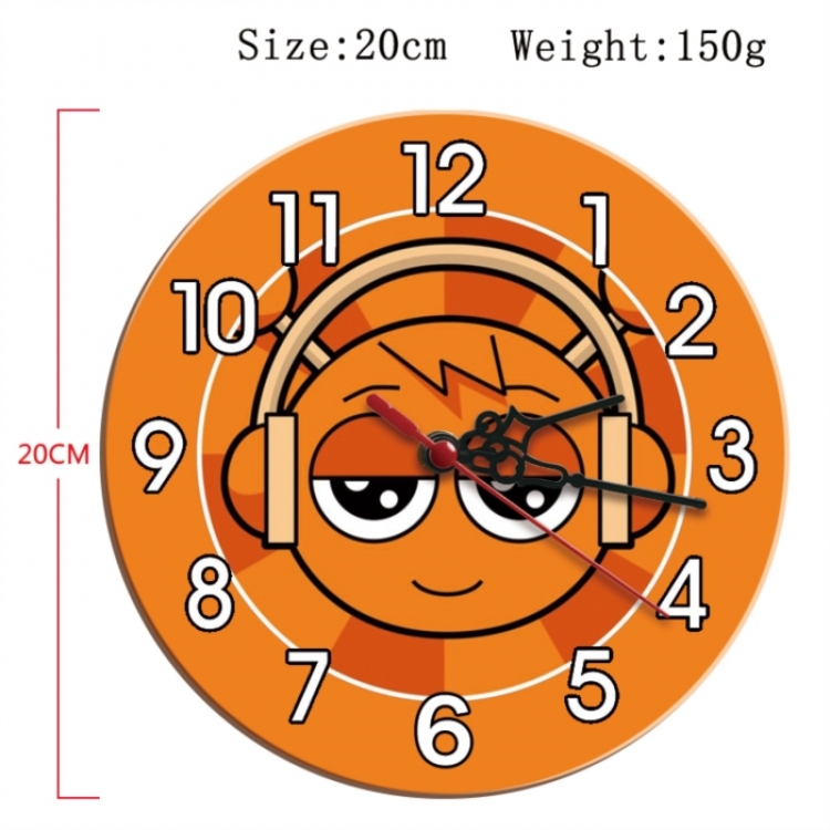 Sprunki Plush Anime print alarm clock wall clock personality clock packaging diameter 20cm