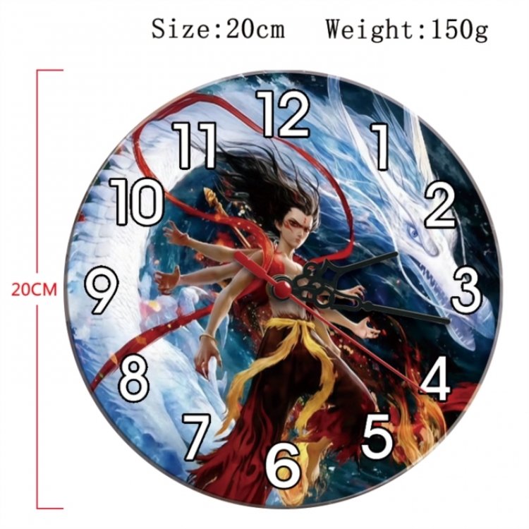 Nezha Anime print alarm clock wall clock personality packaging diameter 20cm