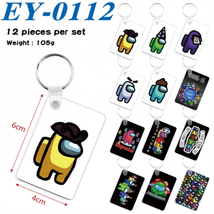 Among us Anime rectangular keychain pendant 6x4cm a set of 12