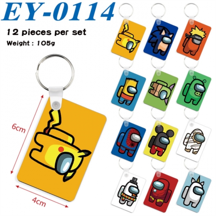 Among us Anime rectangular keychain pendant 6x4cm a set of 12