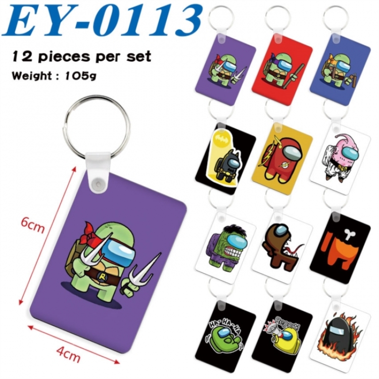 Among us Anime rectangular keychain pendant 6x4cm a set of 12