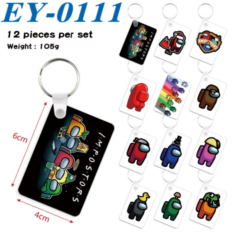 Among us Anime rectangular keychain pendant 6x4cm a set of 12