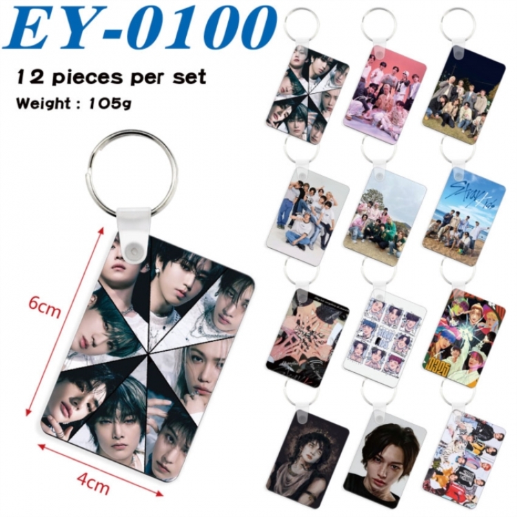 straykids Anime rectangular keychain pendant 6x4cm a set of 12 EY-0100