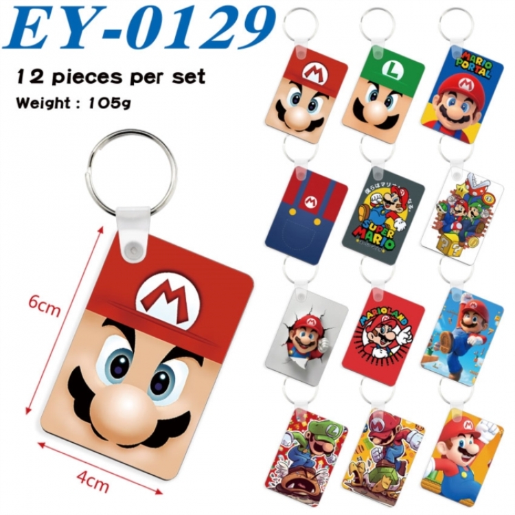 Super Mario Anime rectangular keychain pendant 6x4cm a set of 12