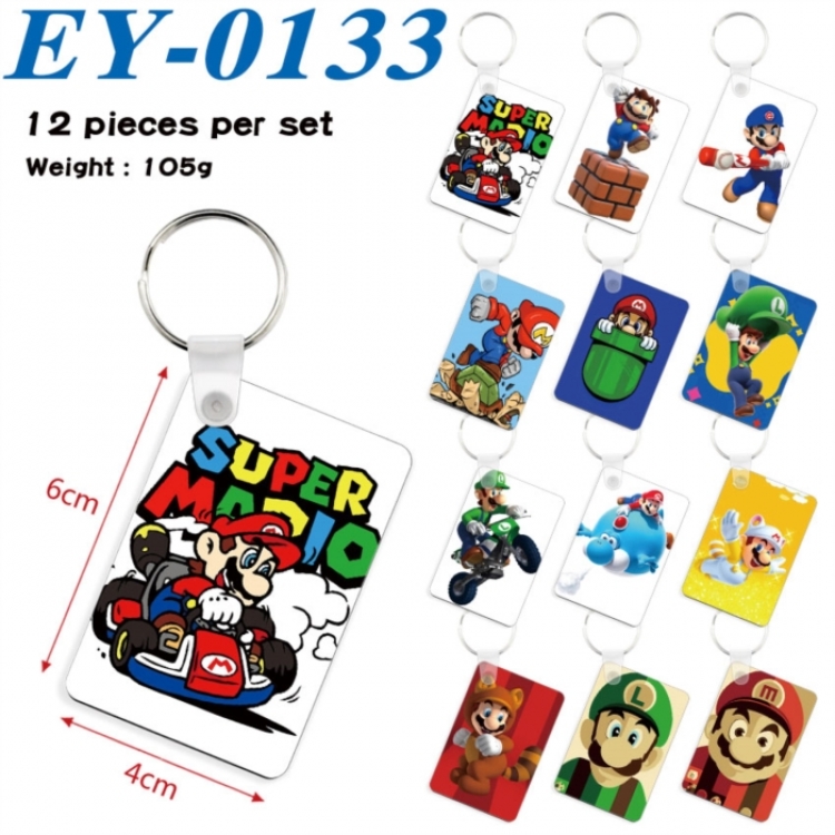 Super Mario Anime rectangular keychain pendant 6x4cm a set of 12