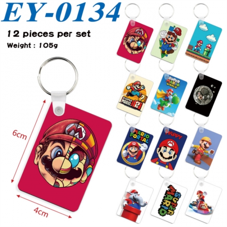Super Mario Anime rectangular keychain pendant 6x4cm a set of 12