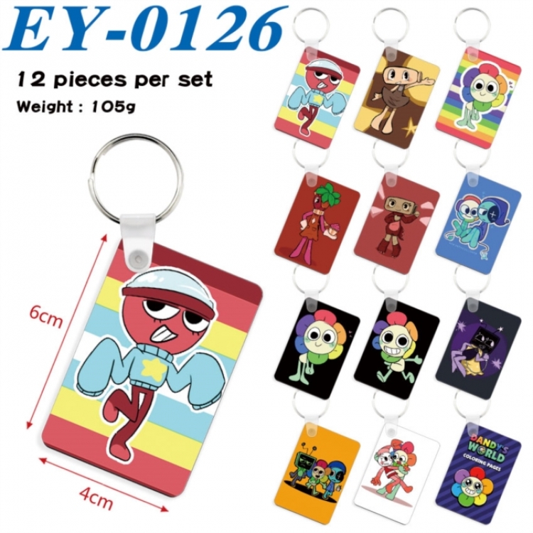 Dandy's World Anime rectangular keychain pendant 6x4cm a set of 12