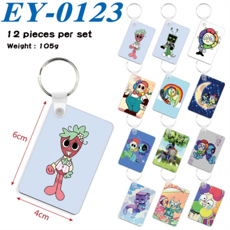 Dandy's World Anime rectangular keychain pendant 6x4cm a set of 12