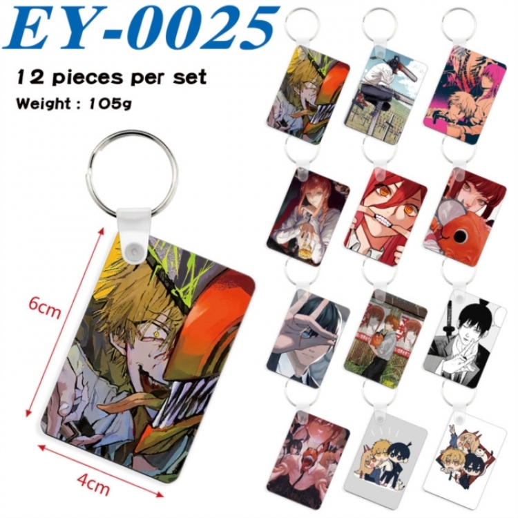 Chainsaw man Anime rectangular keychain pendant 6x4cm a set of 12