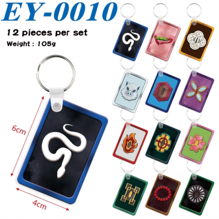 Demon Slayer Kimets Anime rectangular keychain pendant 6x4cm a set of 12