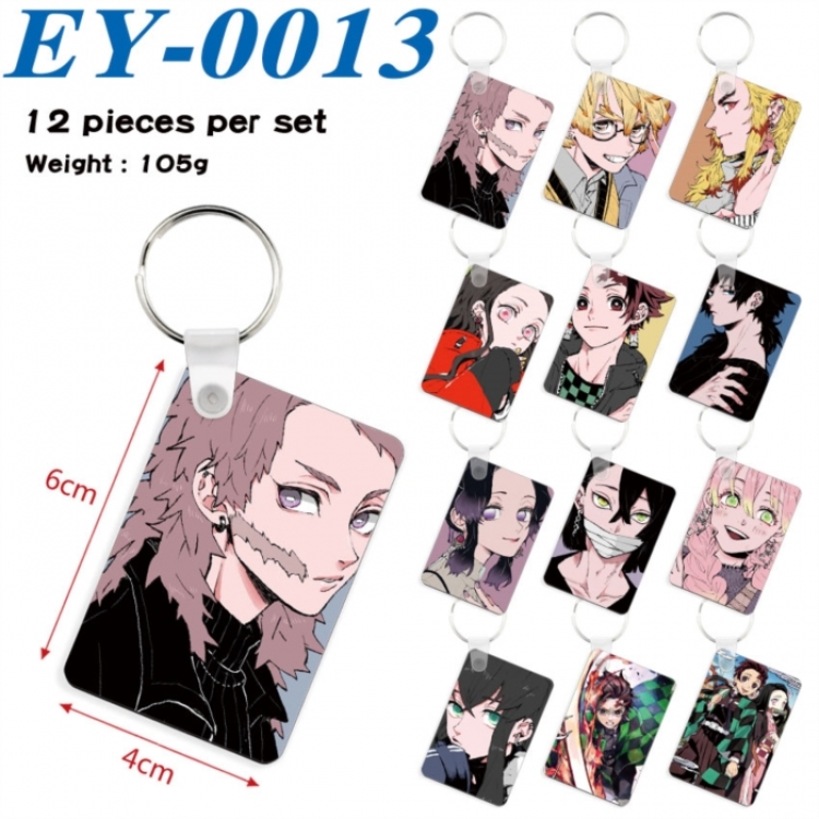 Demon Slayer Kimets Anime rectangular keychain pendant 6x4cm a set of 12