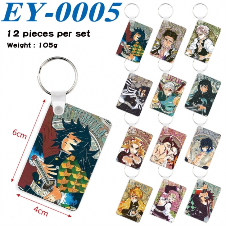 Demon Slayer Kimets Anime rectangular keychain pendant 6x4cm a set of 12