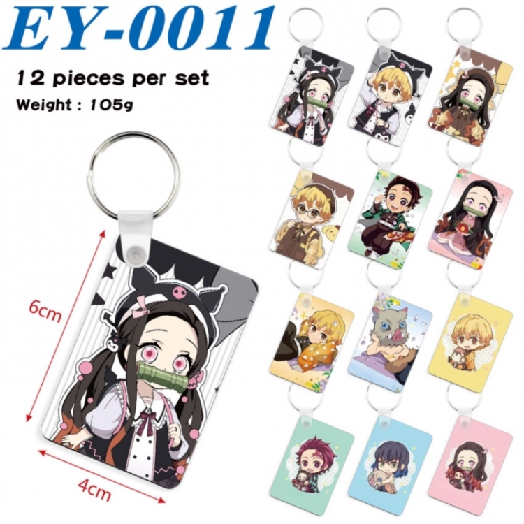 Demon Slayer Kimets Anime rectangular keychain pendant 6x4cm a set of 12