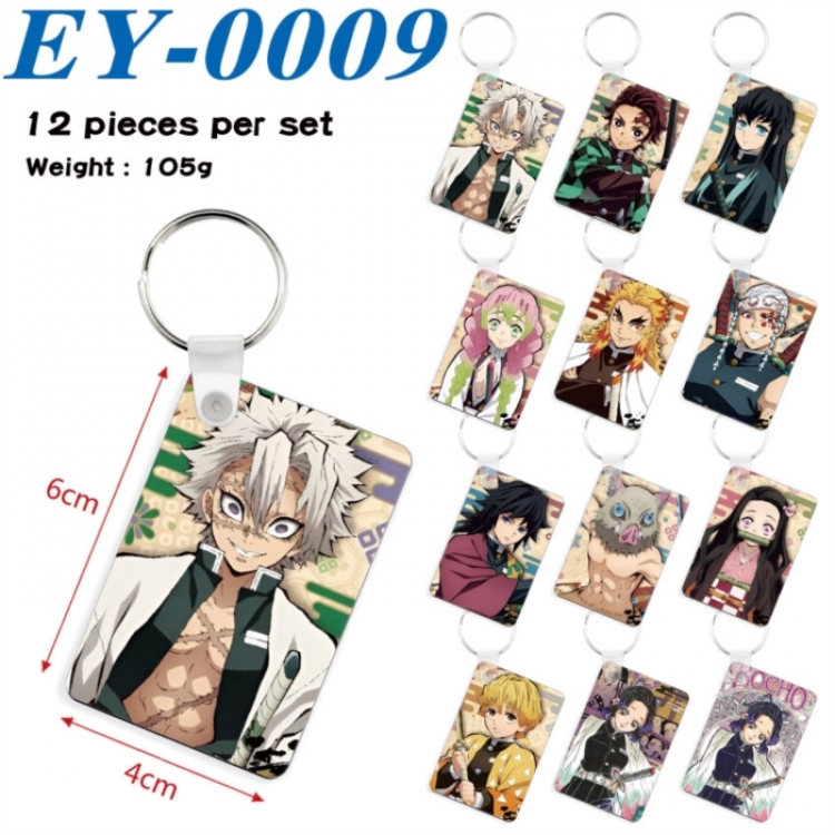Demon Slayer Kimets Anime rectangular keychain pendant 6x4cm a set of 12