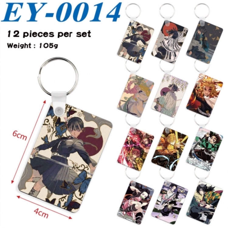 Demon Slayer Kimets Anime rectangular keychain pendant 6x4cm a set of 12