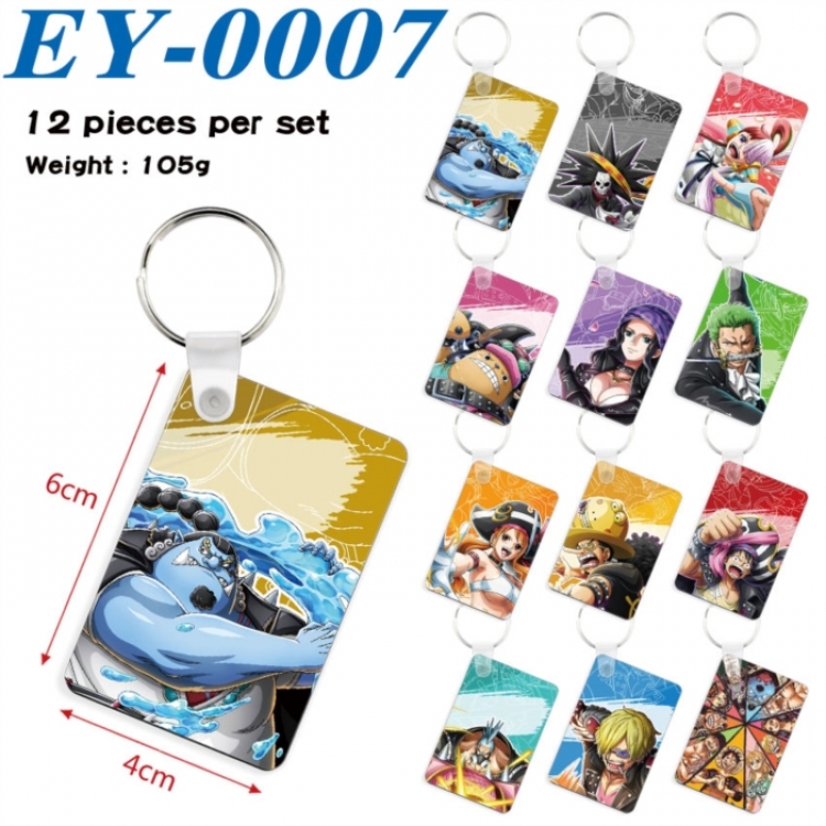 One Piece Anime rectangular keychain pendant 6x4cm a set of 12