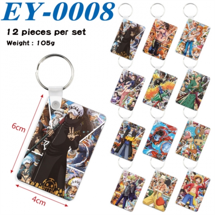 One Piece Anime rectangular keychain pendant 6x4cm a set of 12