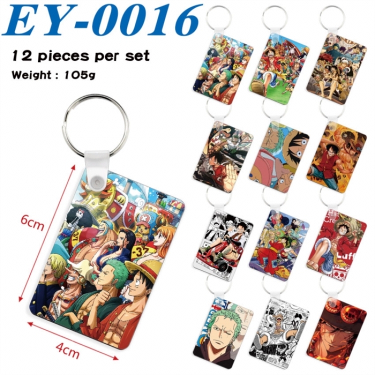 One Piece Anime rectangular keychain pendant 6x4cm a set of 12