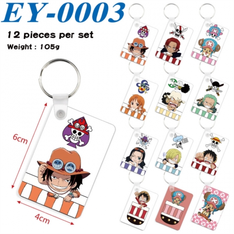 One Piece Anime rectangular keychain pendant 6x4cm a set of 12
