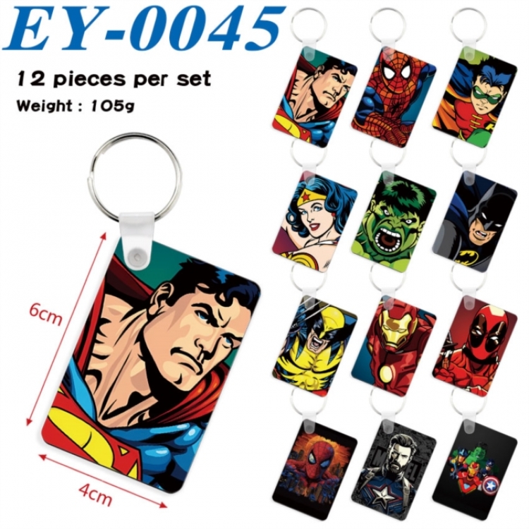 Marvel Anime rectangular keychain pendant 6x4cm a set of 12