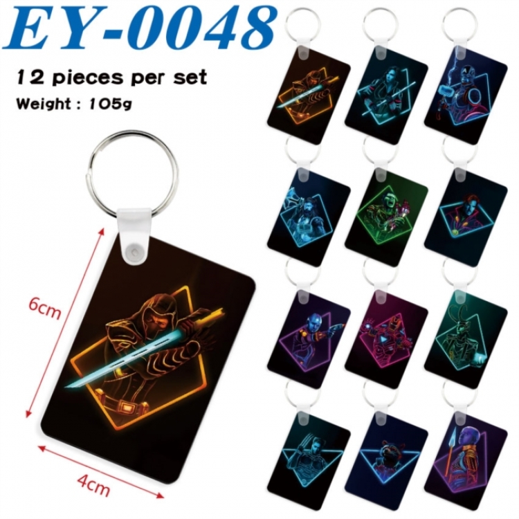 Marvel Anime rectangular keychain pendant 6x4cm a set of 12