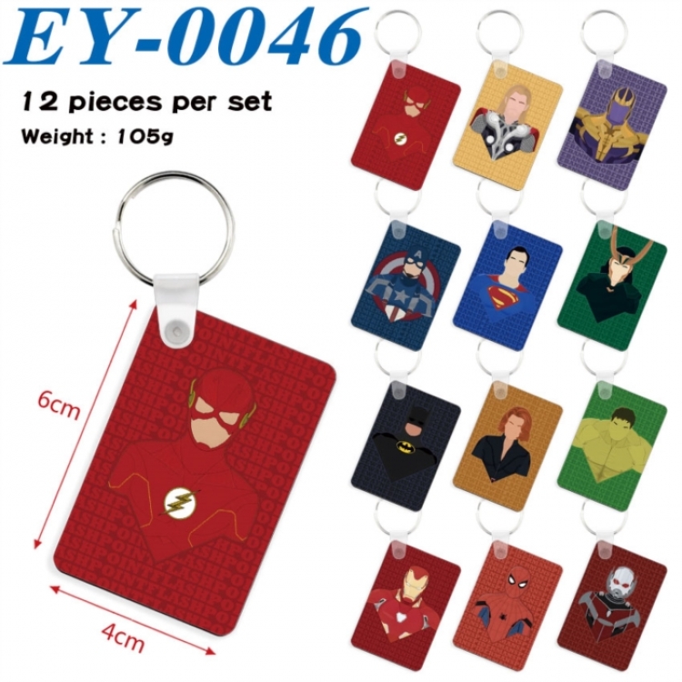 Marvel Anime rectangular keychain pendant 6x4cm a set of 12