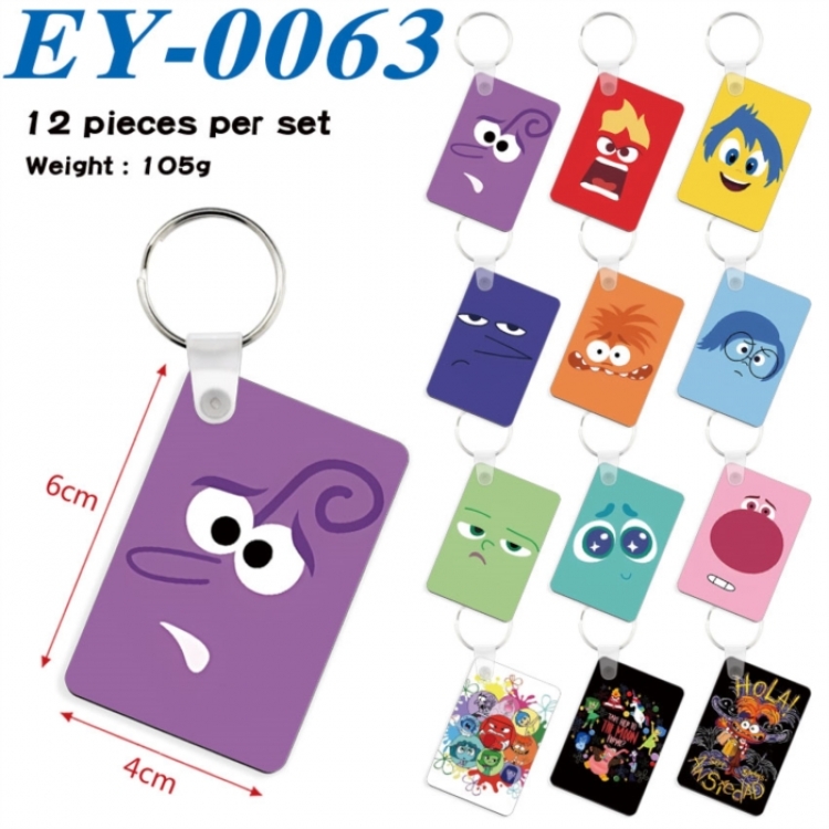 Inside Out Anime rectangular keychain pendant 6x4cm a set of 12