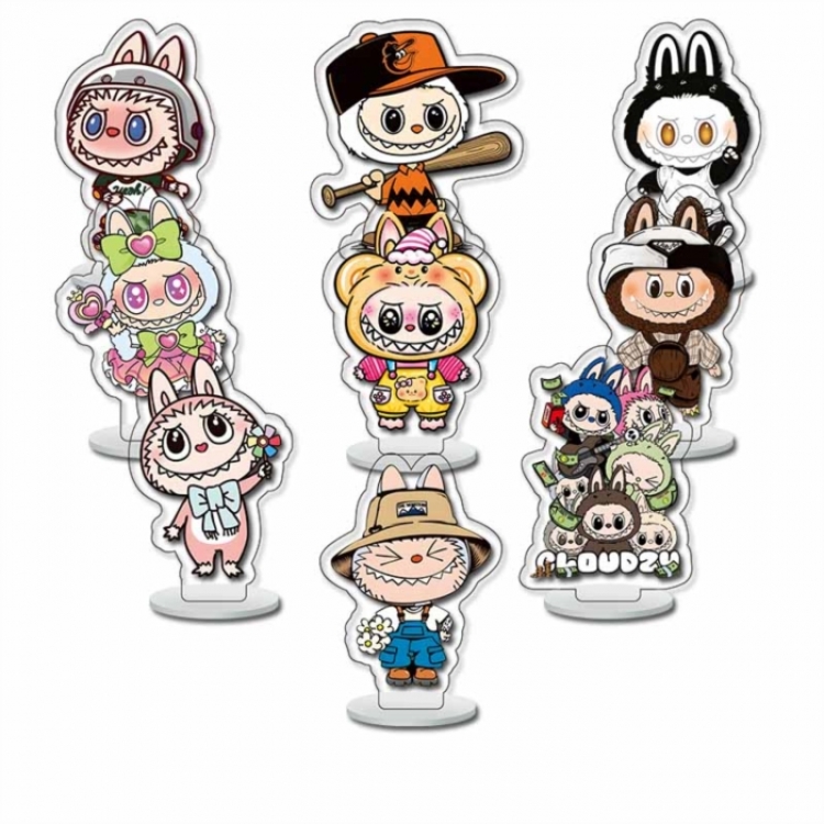 Bubble Mart Anime Character acrylic Small Standing Plates  Keychain 6cm a set of 9 B488