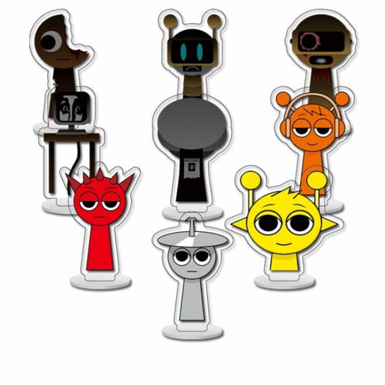 Sprunki  Anime Character acrylic Small Standing Plates  Keychain 6cm a set of 9