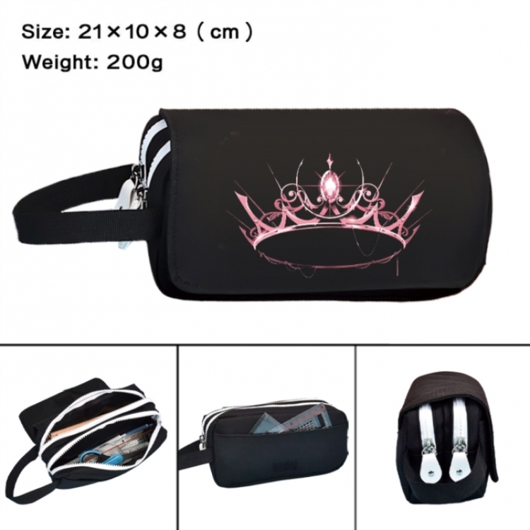BLACK PINK Anime peripheral handheld large capacity double-layer Oxford cloth pencil case 21X10X8cm