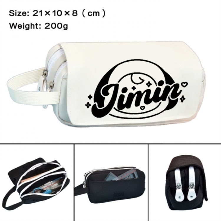 BTS Anime peripheral handheld large capacity double-layer Oxford cloth pencil case 21X10X8cm