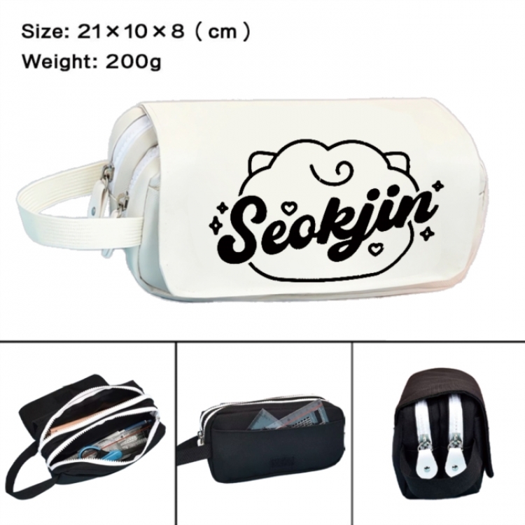 BTS Anime peripheral handheld large capacity double-layer Oxford cloth pencil case 21X10X8cm