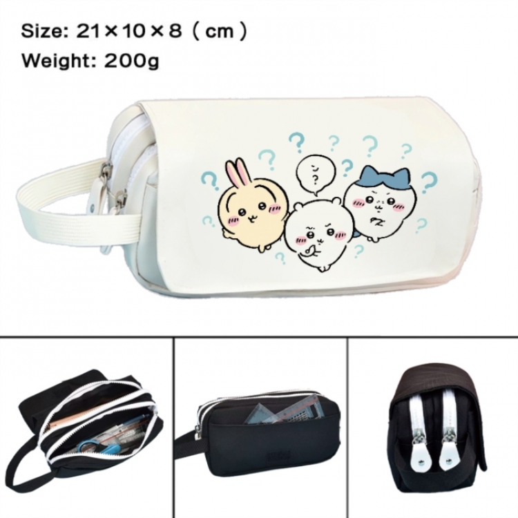 Chiikawa Anime peripheral handheld large capacity double-layer Oxford cloth pencil case 21X10X8cm