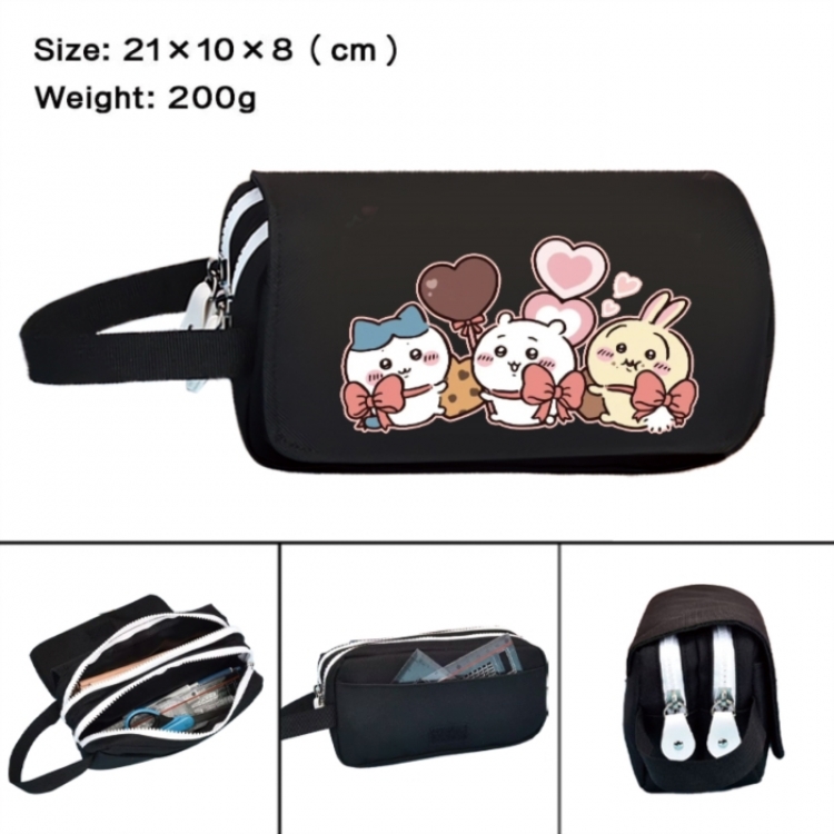 Chiikawa Anime peripheral handheld large capacity double-layer Oxford cloth pencil case 21X10X8cm